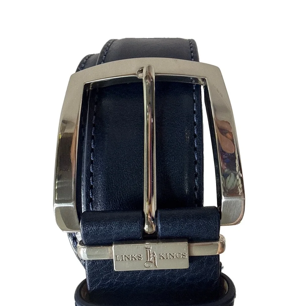 Links & Kings Belt Men's 36 Navy Blue Italian Leather Golf Made USA 1.5